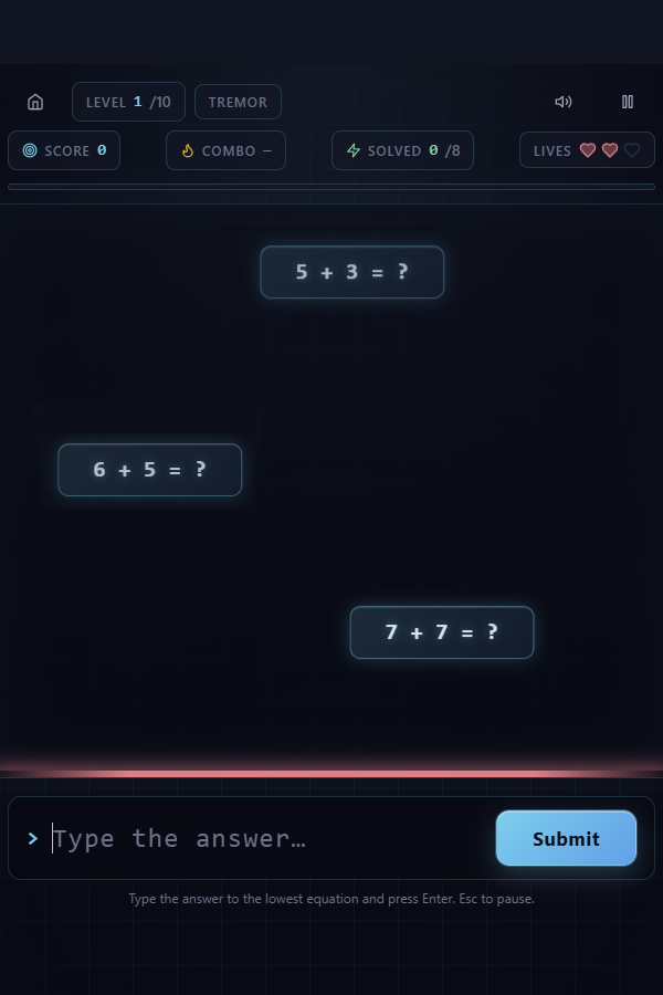 Play Sumquake Arithmetic Game